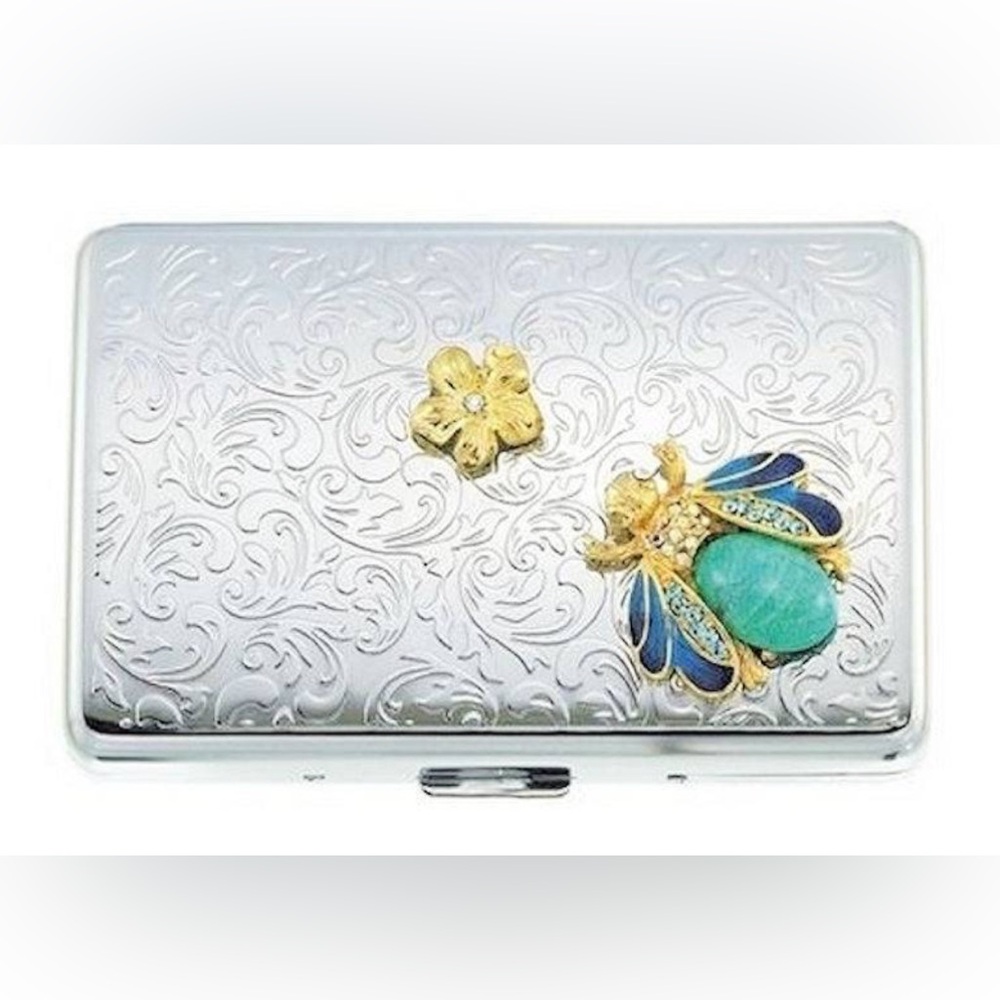 SPRING STREET DESIGN  SEMI PRESIOUS CARD HOLDER  WITH TURQUOISE STONE BEE